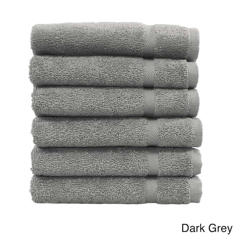 Authentic Hotel and Spa Omni Turkish Cotton Terry Washcloths (Set of 6) - Dark Grey