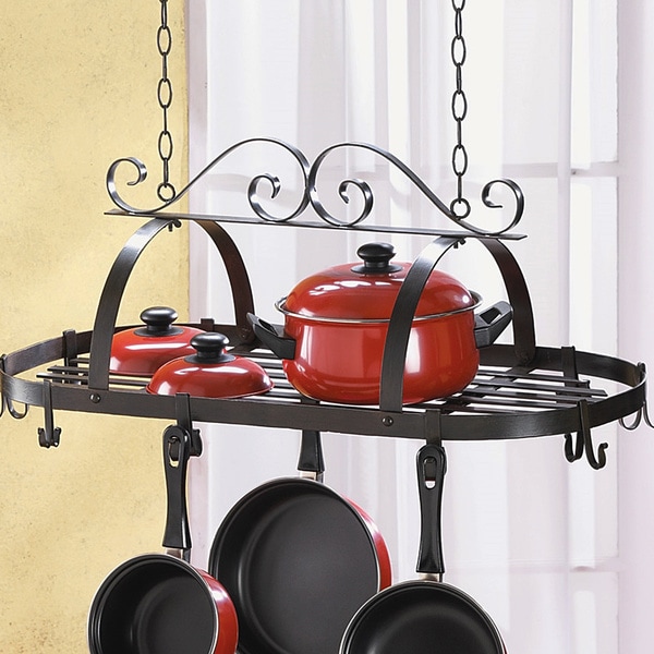 Scrollwork Hanging Pot Rack Free Shipping Today Overstock 18099036