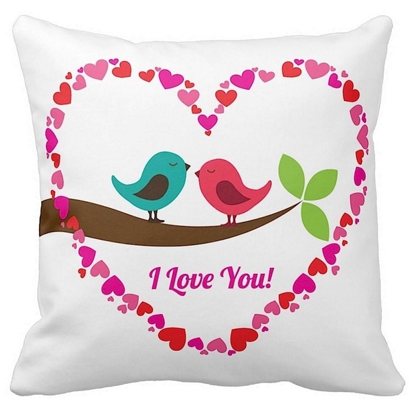 Valentine's Day I Love You Birds 16-inch Throw Pillow