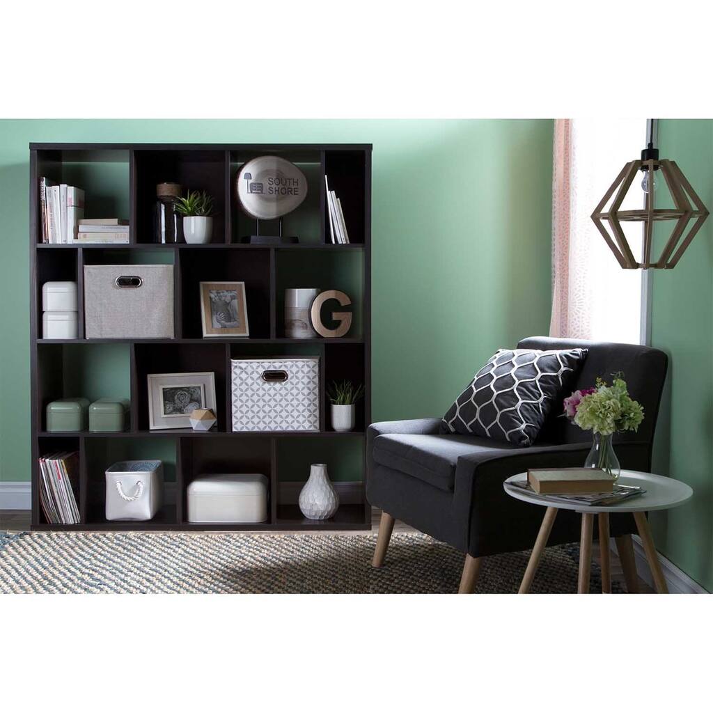 South Shore Reveal 16-Cube Shelving Unit with 2 Fabric Storage Baskets
