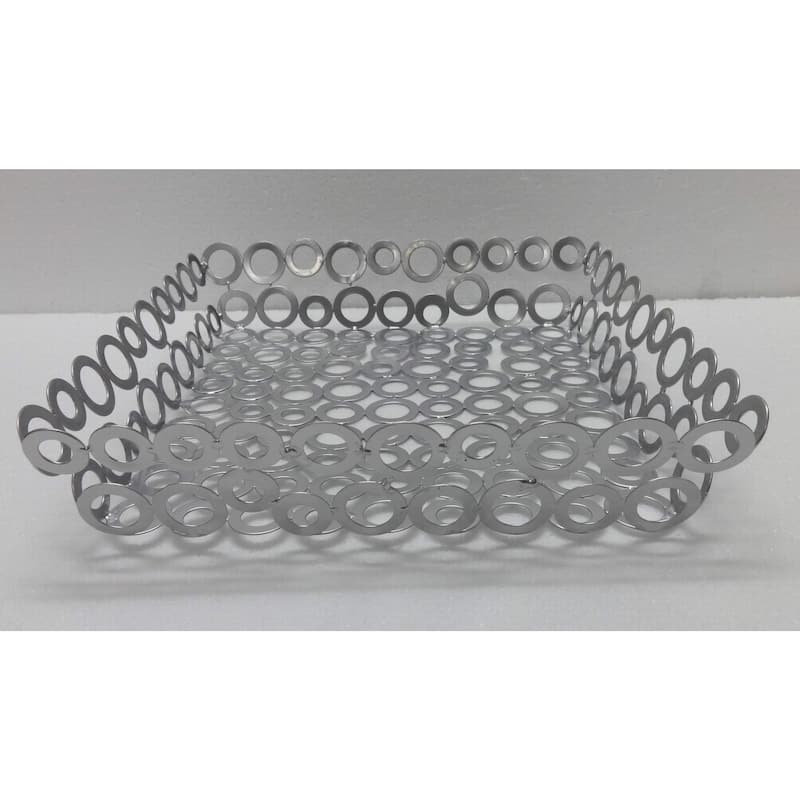 Vanilla Rings Square Basket 11.5 X 2.5 - Silver