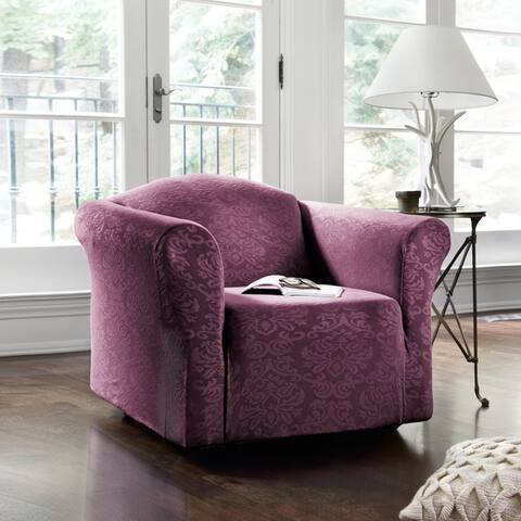 QuickCover Damask Embossed Stretch 1-Piece Chair Slipcover