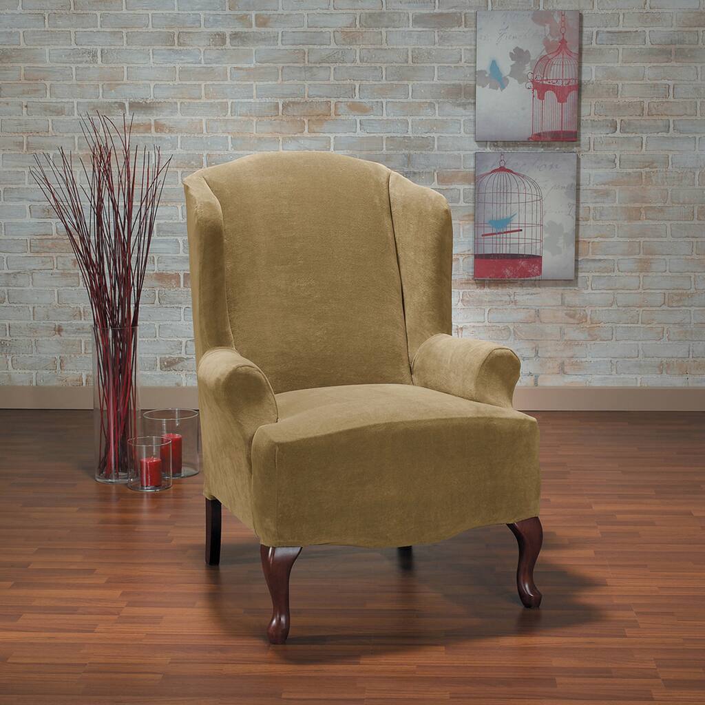 QuickCover Hanover Stretch Plush 1-Piece Wing Chair Slipcover