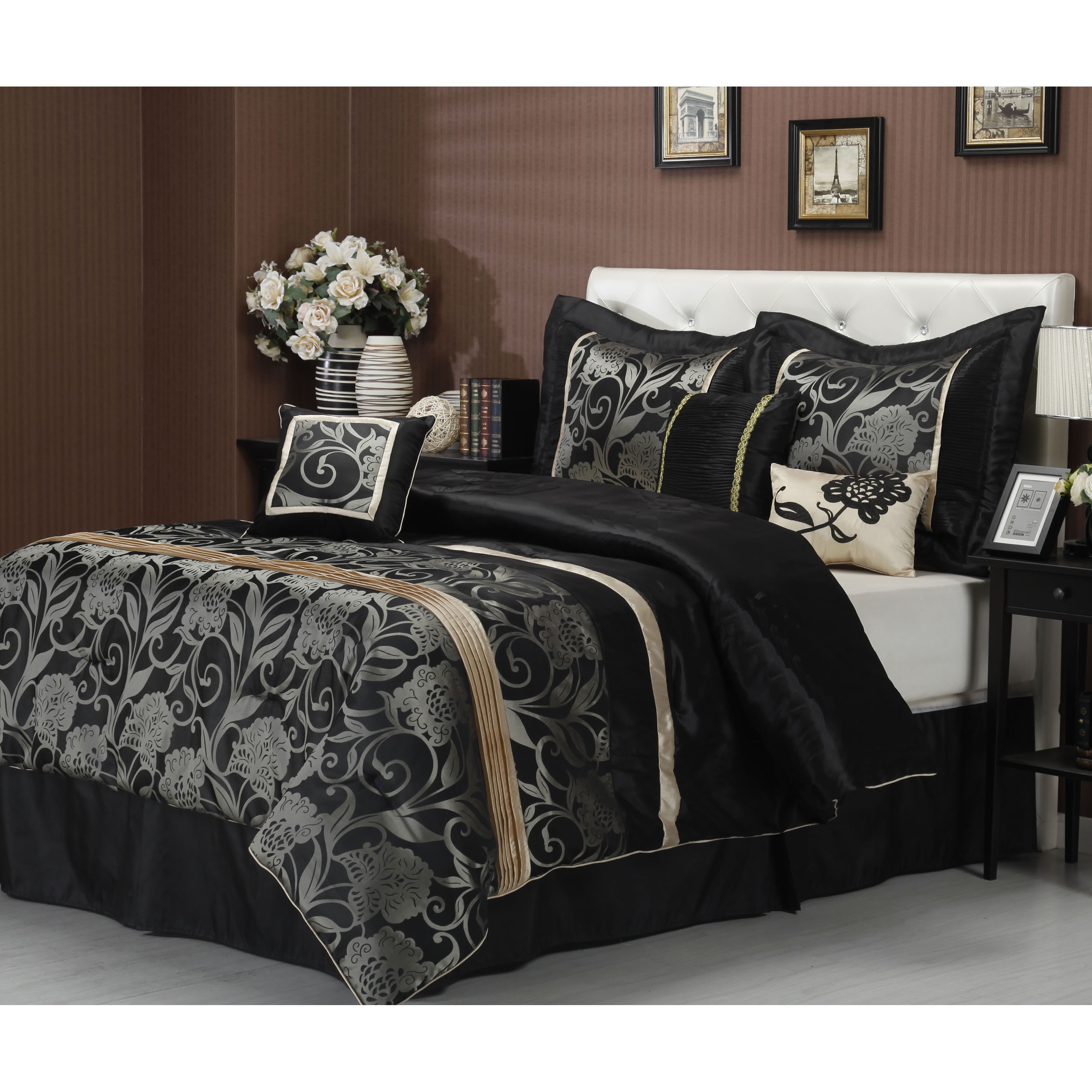 silver and black duvet sets