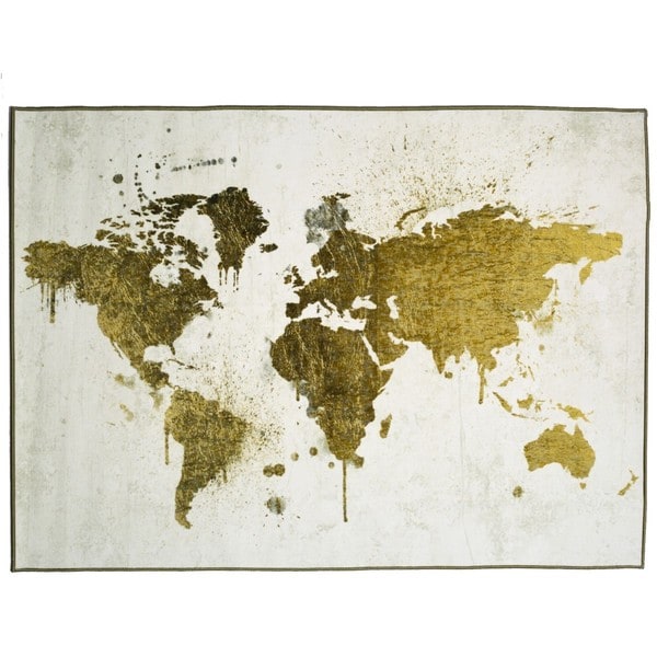 Oliver Gal Mapamundi White Gold Rug Multi Free Shipping Oliver Gal Mapamundi White Gold Rug Multi