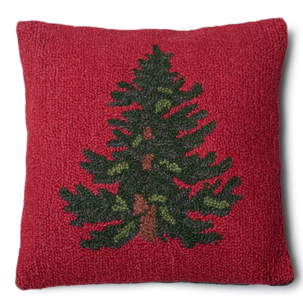 Christmas Tree Red Wool Hooked Throw Pillow Free Shipping Today