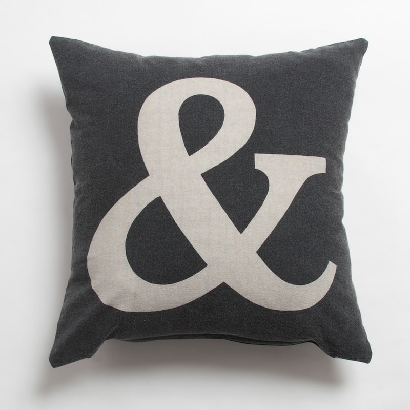 Ampersand Decorative Throw Pillow - Ampersand Charcoal Pillow 