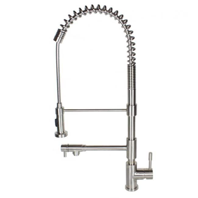 Stainless Steel Coil Spring Pull-out Sprayer Dual Spout Kitchen Faucet