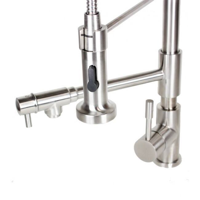 Stainless Steel Coil Spring Pull-out Sprayer Dual Spout Kitchen Faucet