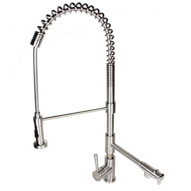 Stainless Steel Coil Spring Pull-out Sprayer Dual Spout Kitchen Faucet