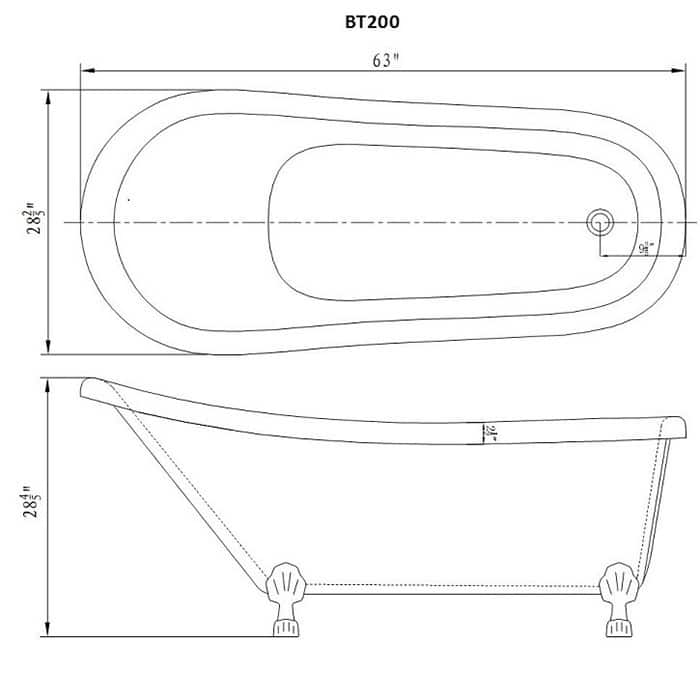 Fine Fixtures Traditional Freestanding Claw Foot Bathtub