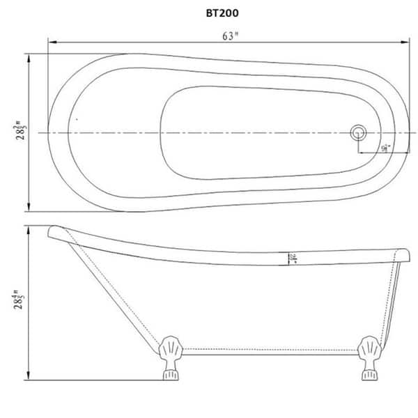 Fine Fixtures Traditional Freestanding Claw Foot Bathtub Bed Bath