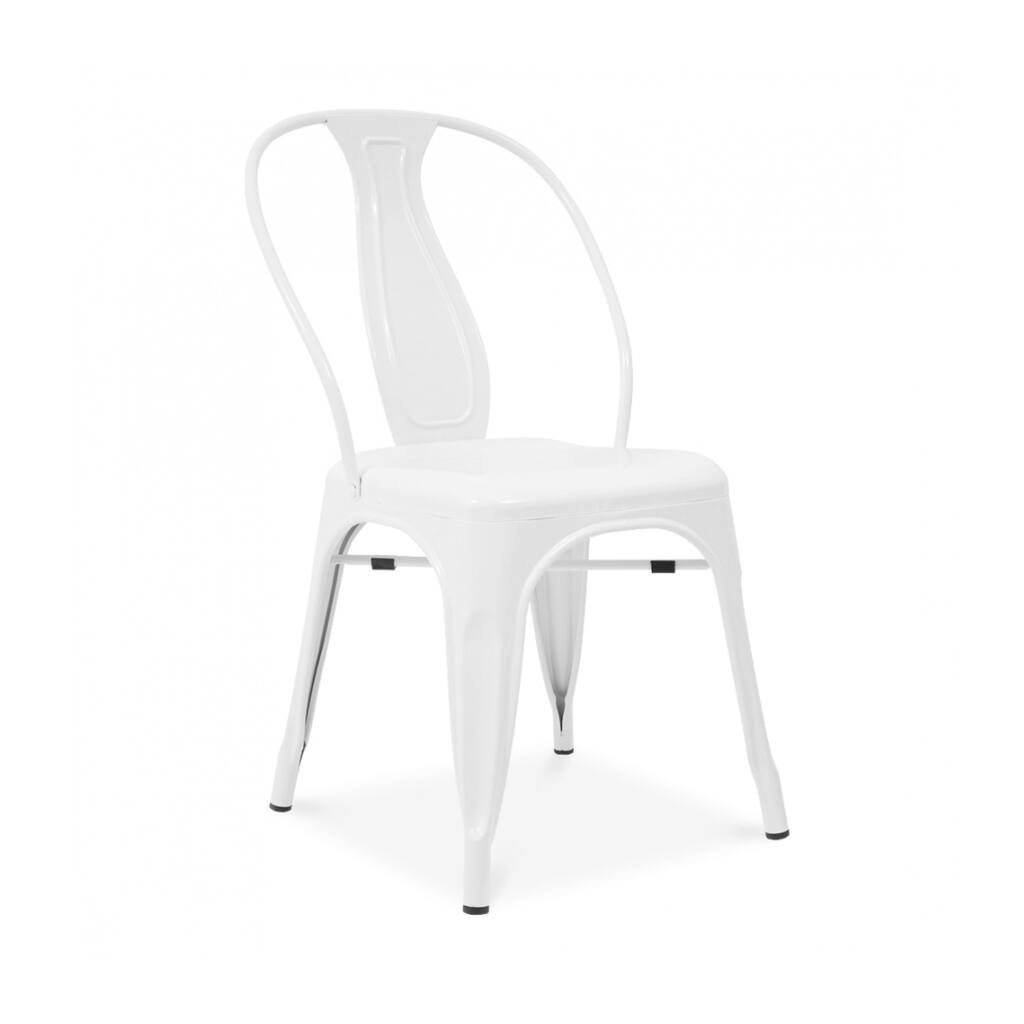 Sake Stackable Glossy White Steel Dining Chair (Set of 4)