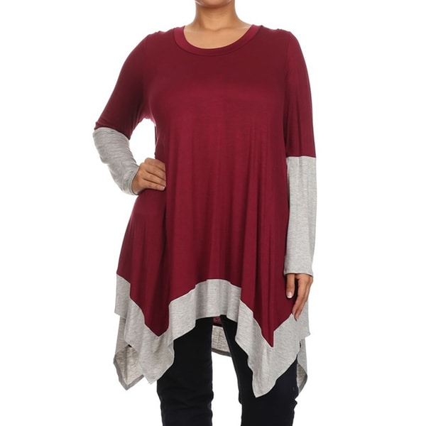 MOA Collection Plus Size Women's Color Block Top