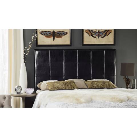 SAFAVIEH Quincy Black Leather Box Quilted Upholstered Headboard (King)