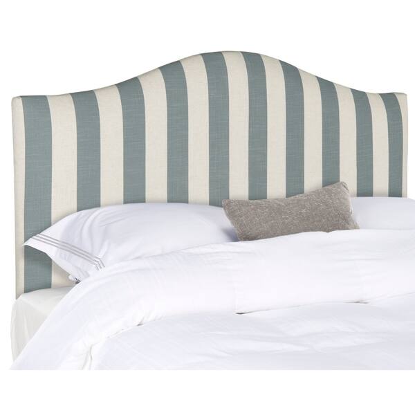 Safavieh Connie Grey And White Stripe Upholstered Camelback Headboard Full