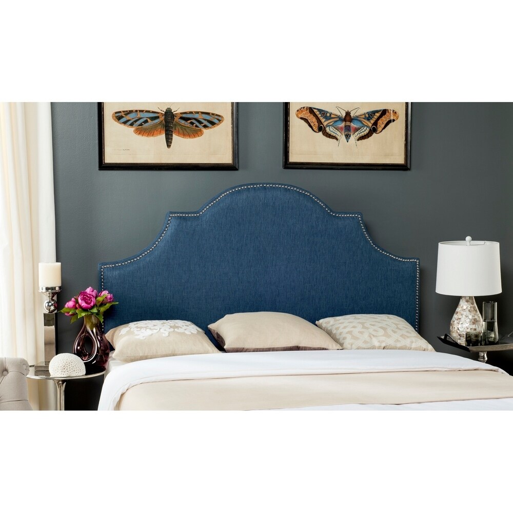 Safavieh  Hallmar Denim Blue Upholstered Arched Headboard - Silver Nailhead (Full) (MCR4679H)