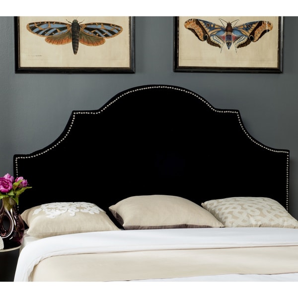 Shop Safavieh Hallmar Black Velvet Upholstered Arched Headboard