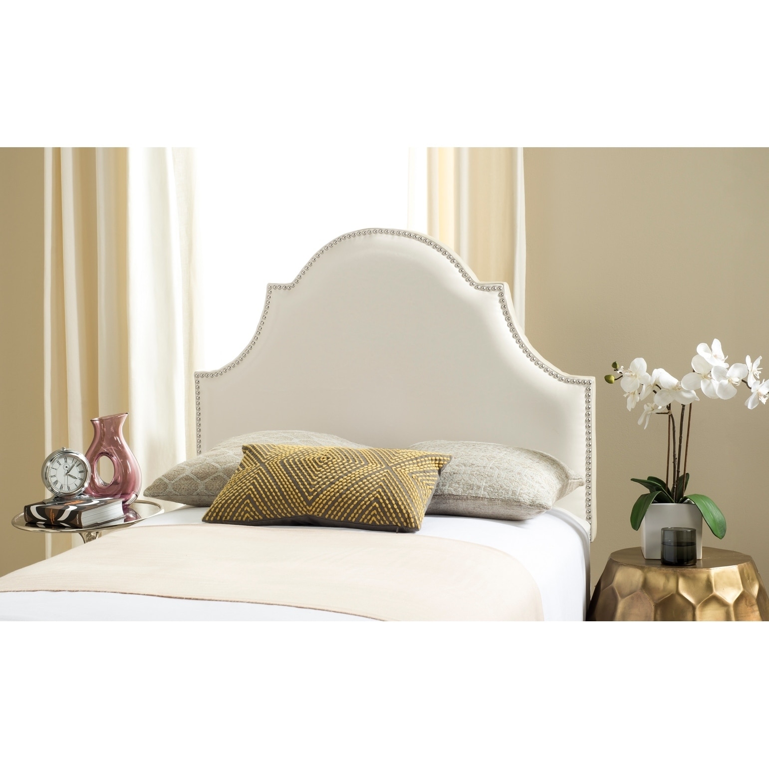 white twin headboard with shelves
