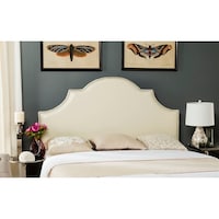 Safavieh Hallmar White Leather Upholstered Arched Headboard 