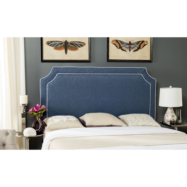 Shop Safavieh Dane Denim Blue/ White Piping Upholstered Headboard