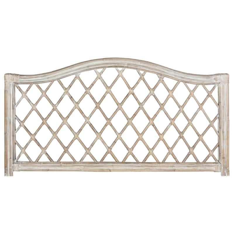 SAFAVIEH Gabrielle Antique Grey Rattan Wicker Trellis Headboard (Queen)