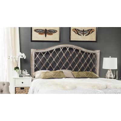 SAFAVIEH Gabrielle Antique Grey Rattan Wicker Trellis Headboard (Queen)