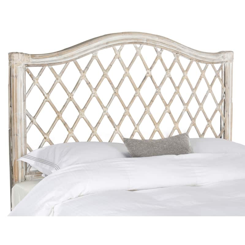 SAFAVIEH Gabrielle Antique Grey Rattan Wicker Trellis Headboard (Queen)