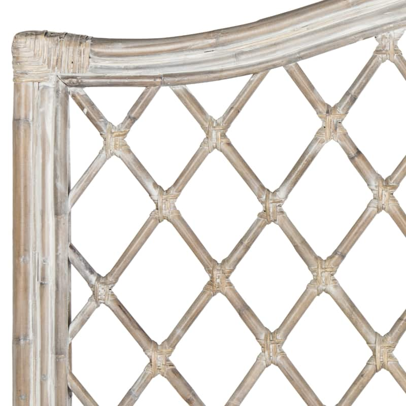 SAFAVIEH Gabrielle Antique Grey Rattan Wicker Trellis Headboard (Queen)