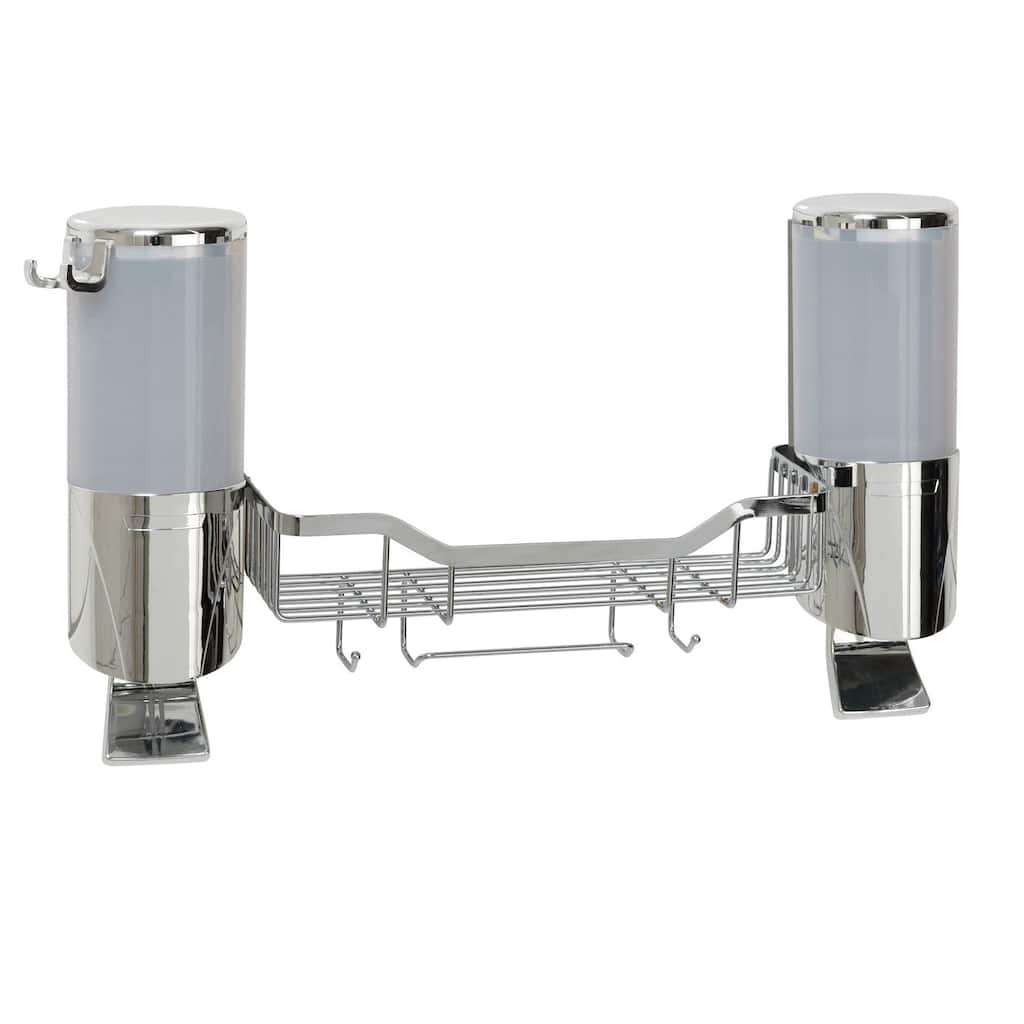 Zenith Chrome In the Shower Wall Mount Dual Soap Dispenser with Built-in Caddy