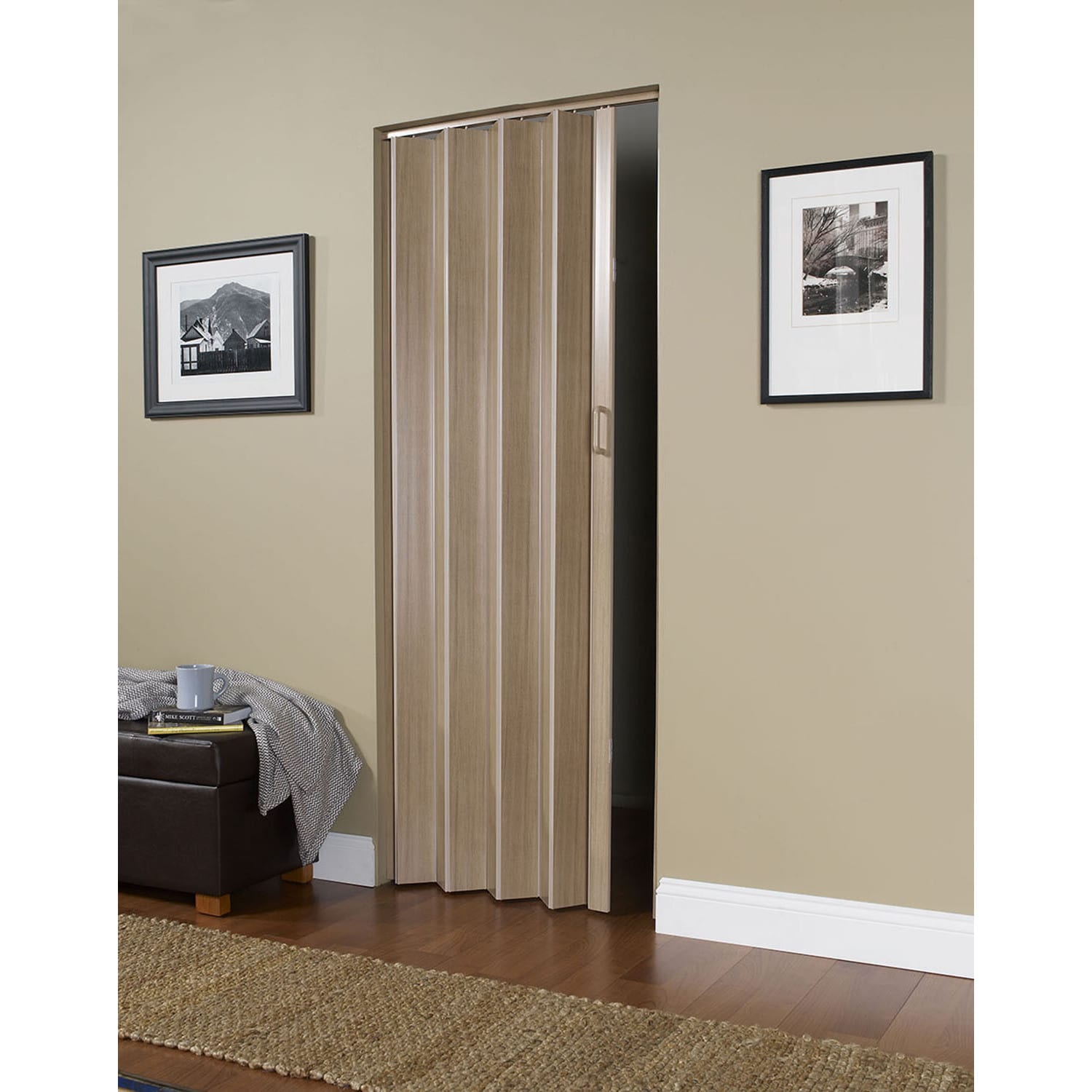 Oakmont Nutmeg PVC Folding Closet Door Accordion Door 36 x 80
