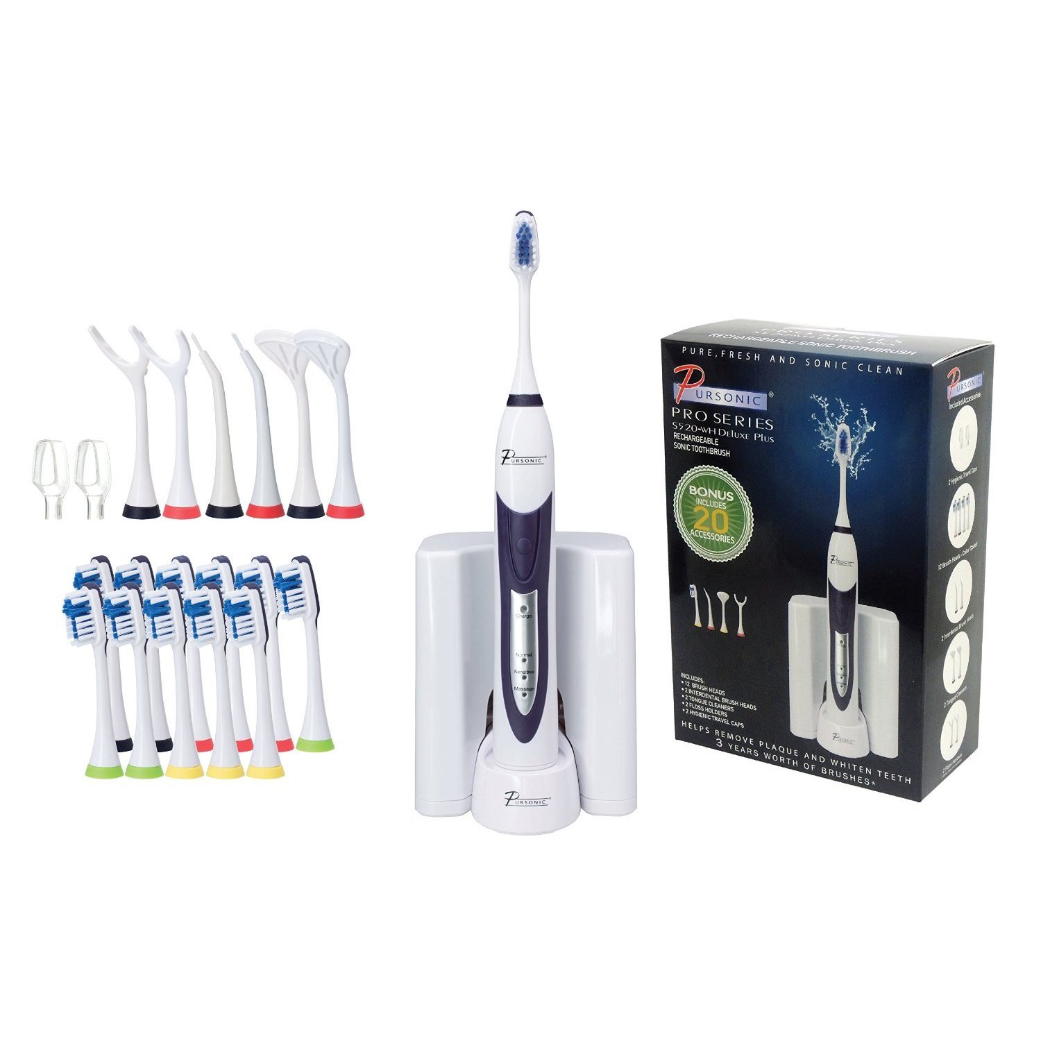 Pursonic S520 White Rechargeable Electric Toothbru...