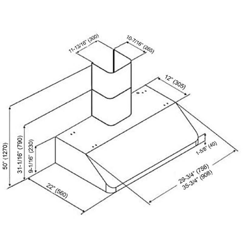 KOBE CHX9136SQBWM1 Brillia 36inch Wall Mount Range Hood Bed Bath