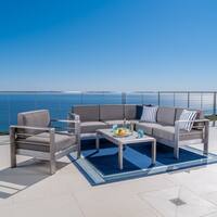 Cape Coral Outdoor 7 Seater Sectional Sofa Chat Set with Sunbrella Cushions by Christopher Knight Home