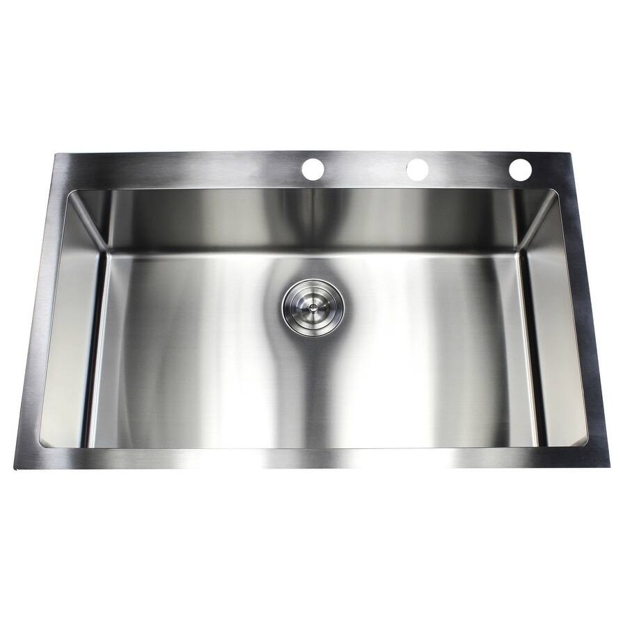 36-inch Topmount Drop-in Stainless Steel Single Bowl 15mm Radius Kitchen Sink