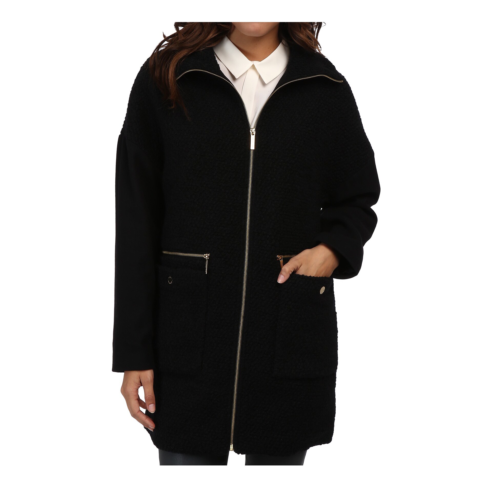 michael kors women's black wool coat