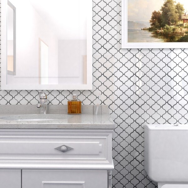 Somertile 9 5x10 75 Inch Marrah Lantern Glossy White Porcelain Somertile 9 5x10 75 Inch Marrah Lantern Glossy White Porcelain Mosaic Floor And Wall
