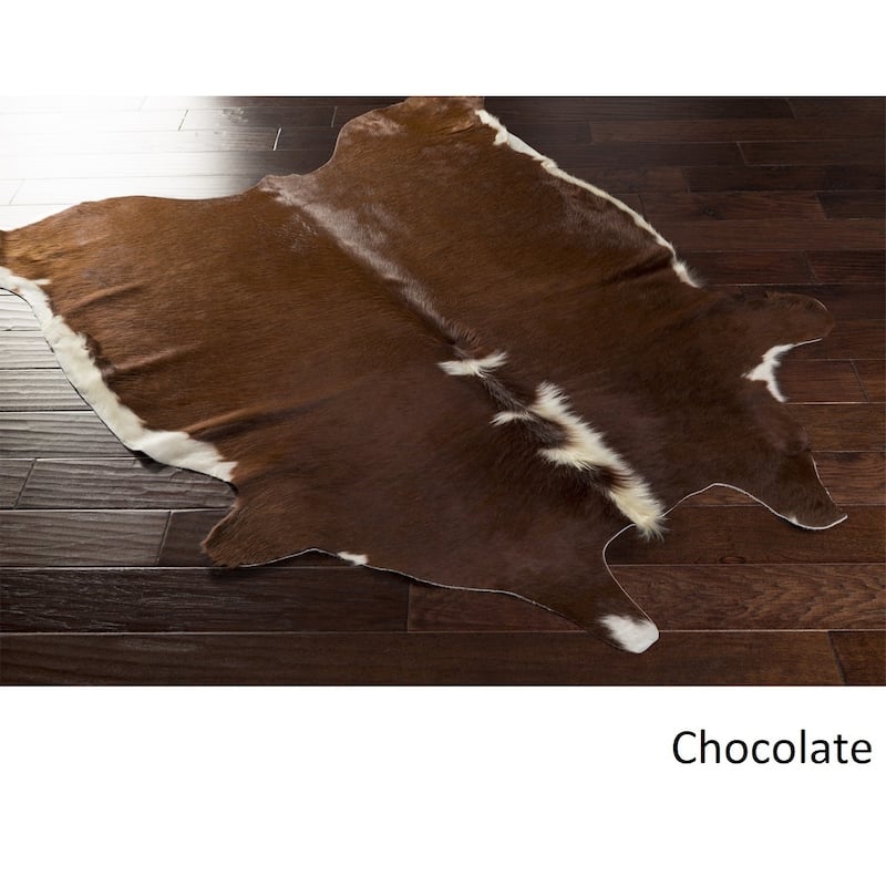 Hand Crafted Balanchine Hair On Hide Area Rug - Chocolate - 5' x 6' Hide-Shaped