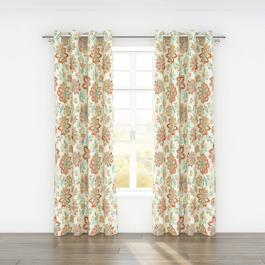 Colorfly Bella Printed Cotton 84-inch Curtain Panel Pair