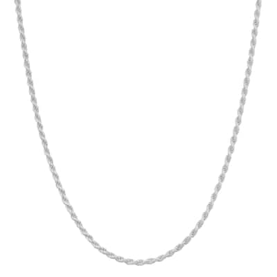 Fremada Sterling Silver 1.2-mm Diamond-Cut Italian Rope Chain Necklace (18 - 36 inches)