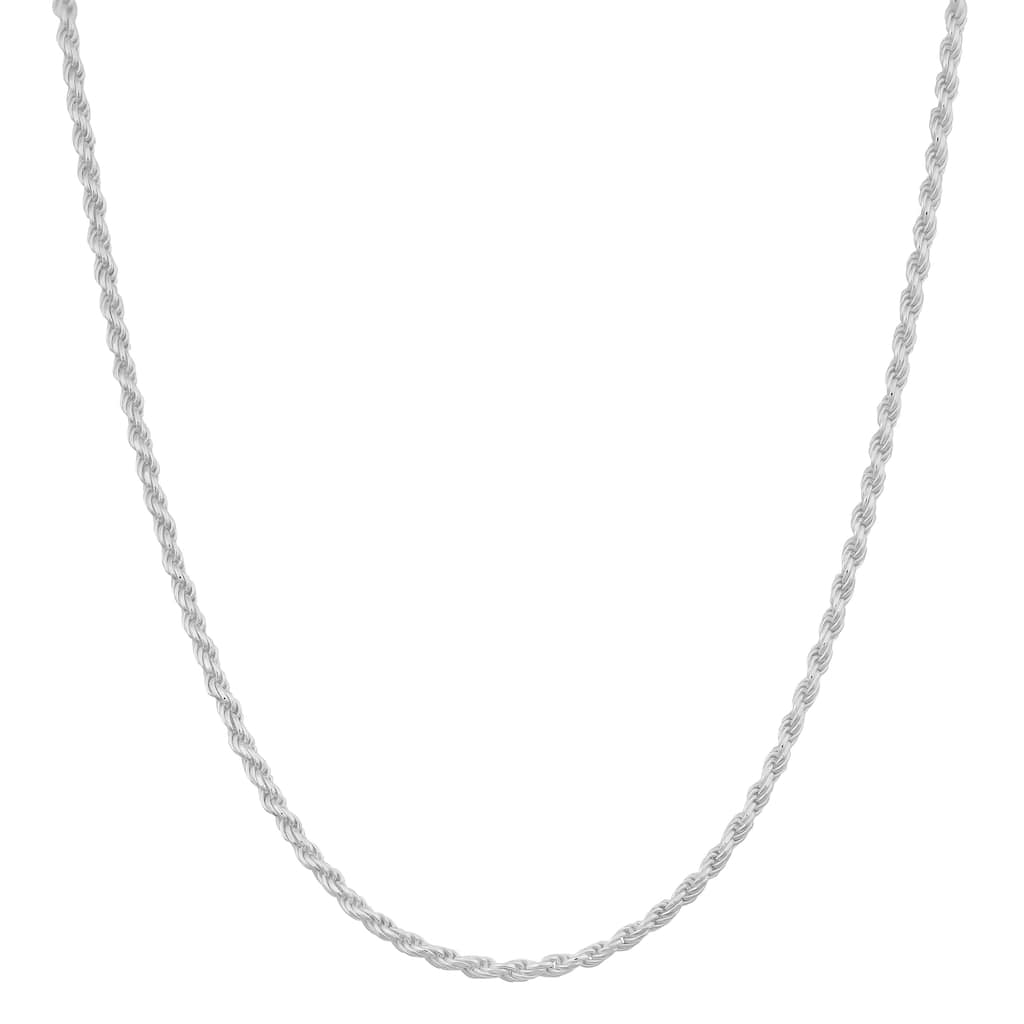 Fremada Sterling Silver 1.2-mm Diamond-Cut Italian Rope Chain Necklace (18 - 36 inches)