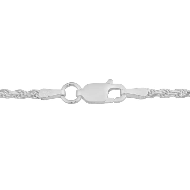 Fremada Sterling Silver 1.9mm Diamond-cut Italian Rope Chain Necklace (18-30 inches)