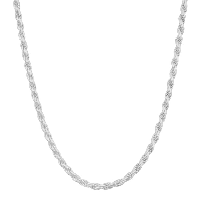 Fremada Sterling Silver 1.9mm Diamond-cut Italian Rope Chain Necklace (18-30 inches) - 18 Inch