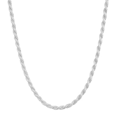 Fremada Sterling Silver 1.9mm Diamond-cut Italian Rope Chain Necklace (18-30 inches)