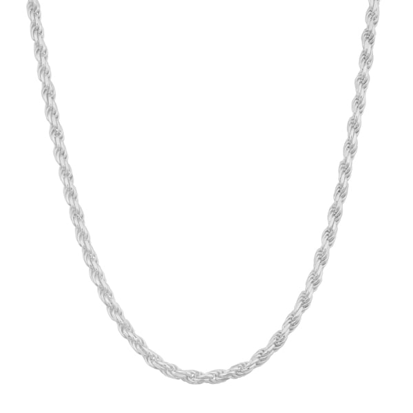 Fremada Sterling Silver 1.9mm Diamond-cut Italian Rope Chain Necklace (18-30 inches)