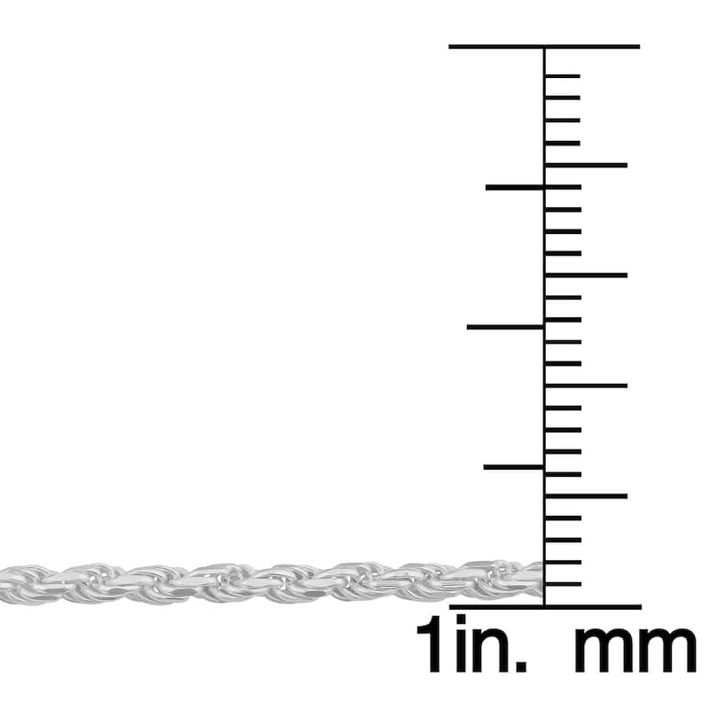 Fremada Sterling Silver 1.9mm Diamond-cut Italian Rope Chain Necklace (18-30 inches)