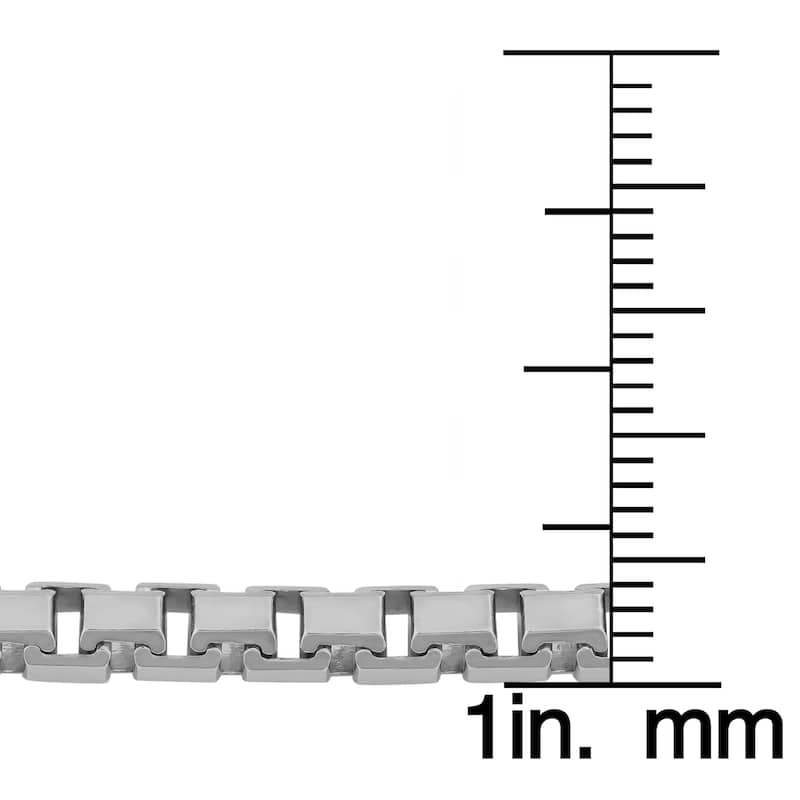 Fremada Rhodium Plated Sterling Silver 3.6-mm Box Chain Necklace (20 inches)