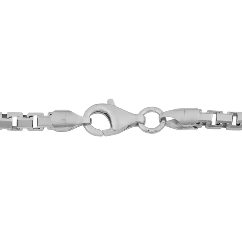 Fremada Rhodium Plated Sterling Silver 3.6-mm Box Chain Necklace (20 inches)