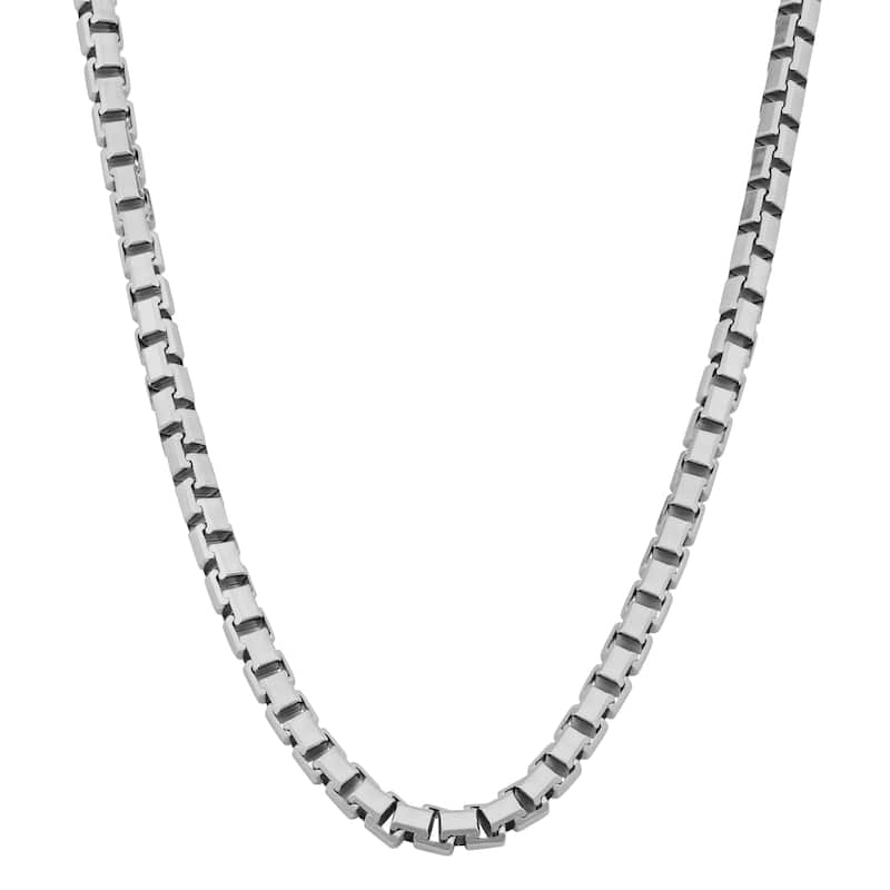 Fremada Rhodium Plated Sterling Silver 3.6-mm Box Chain Necklace (20 inches)