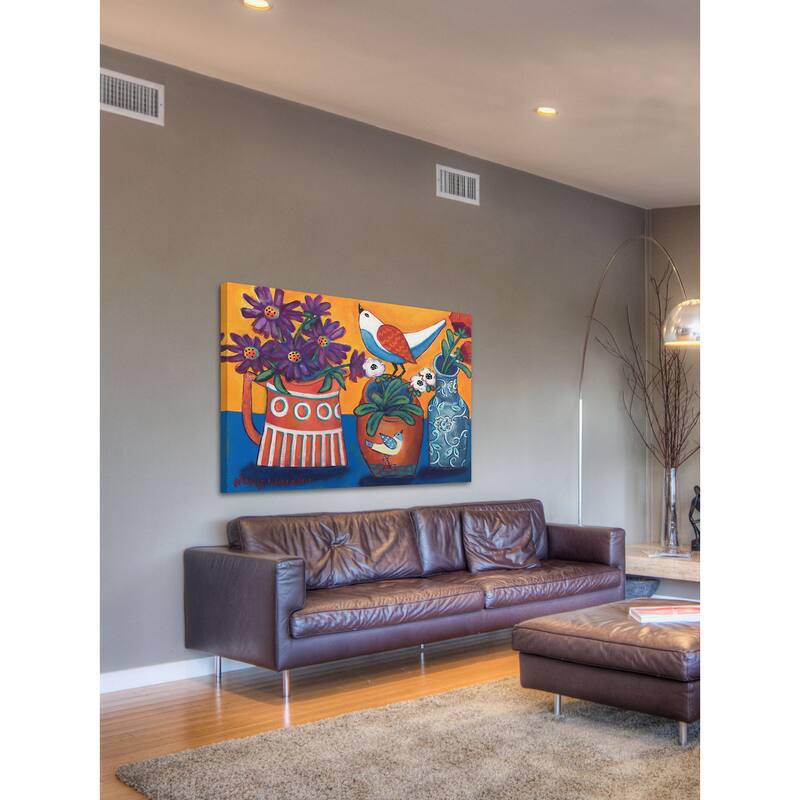 Marmont Hill - Orange and Blue Vases Painting Print on Canvas - Multi-Color